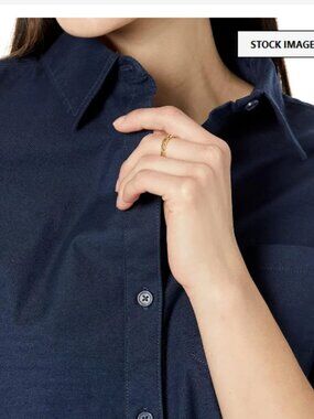 Amazon Essentials Women's Long Sleeve Button Down Oxford Shirt  XS Navy